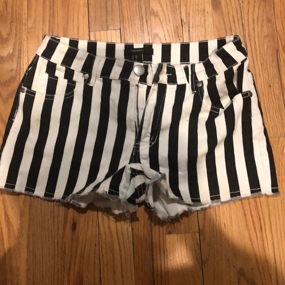 black and white striped denim